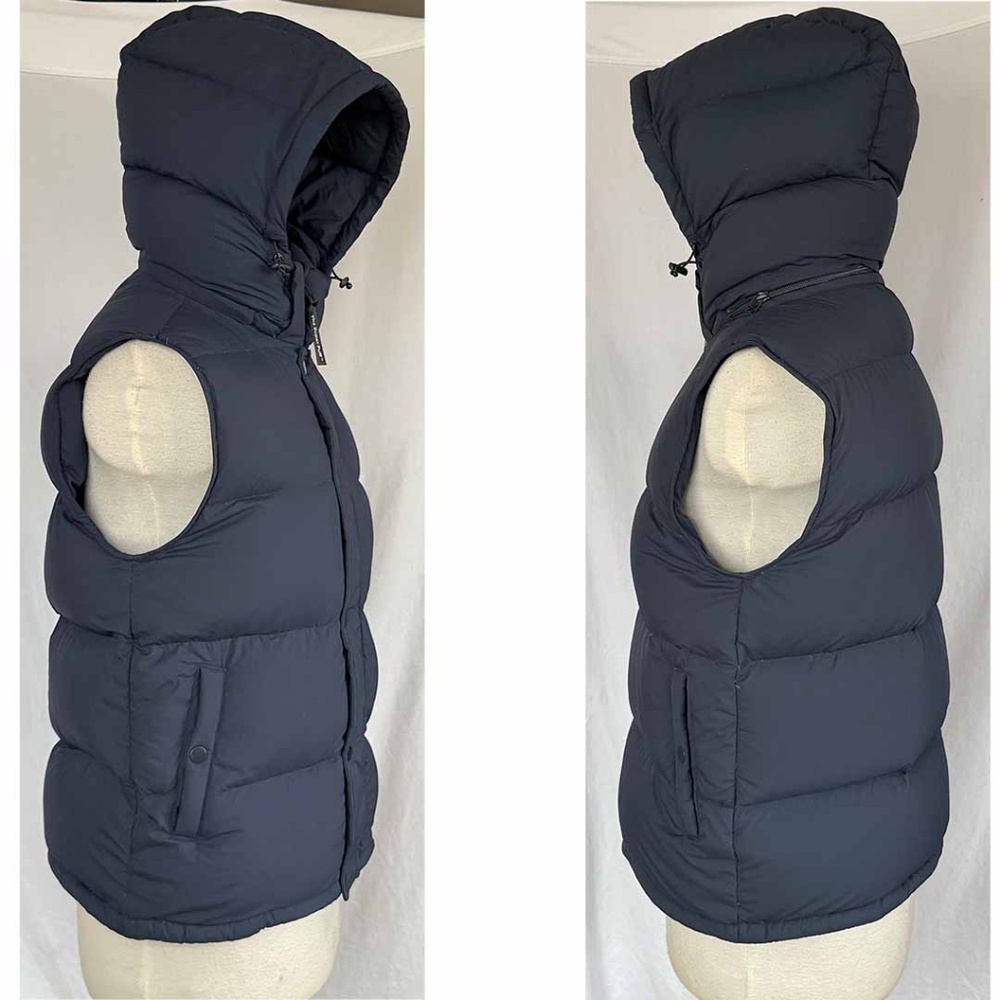 Aritzia Tna Women Medium Navy The Super Puff Vest Zip Hood EUC - Picture 3 of 13